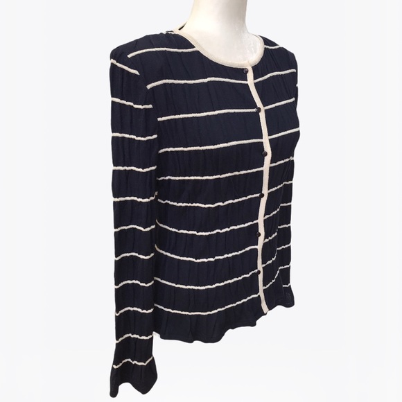 St. John 56% Wool Striped Cardigan and Top Set - S - Picture 9 of 17